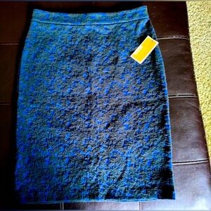 Michael Kors Pencil Skirt Black and Blue Size Medium Back Gold Zipper Closure